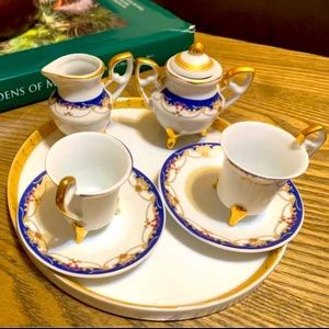 Regal royal blue & gold ceramic tea set